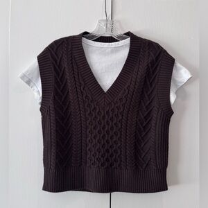 Quince Dark Brown V-Neck Sweater Vest XS women’s